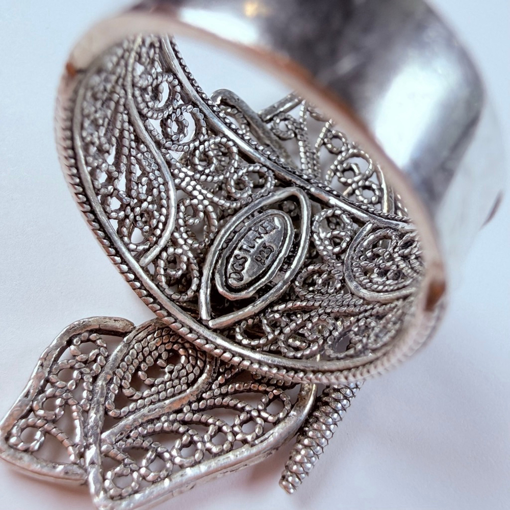 Filigree BIG Perched Butterfly Sterling Silver 925 DGS Turkey Vintage 1.3" Ring - Picture 4 of 10